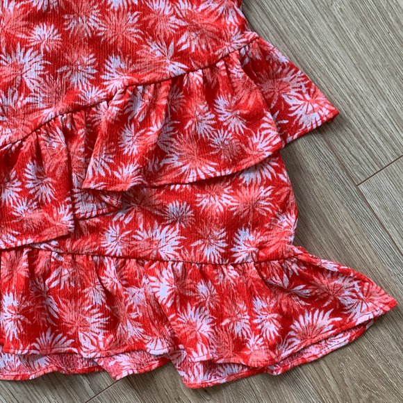 Michael Kors Red Ruffled Dress Floral Pattern - Size M - Picture 4 of 9